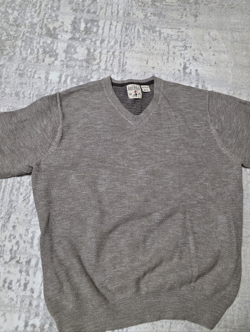 Redhead Brand Men's V-Neck Beige Sweater - Classic Knit Xl